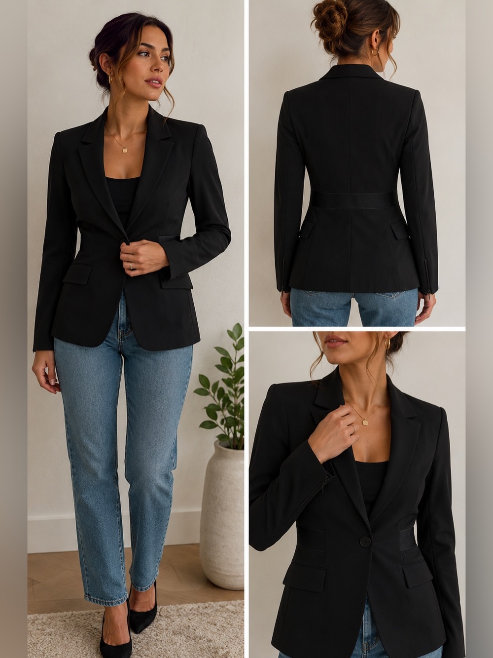 Good American Black Tailored Stretch Blazer XS